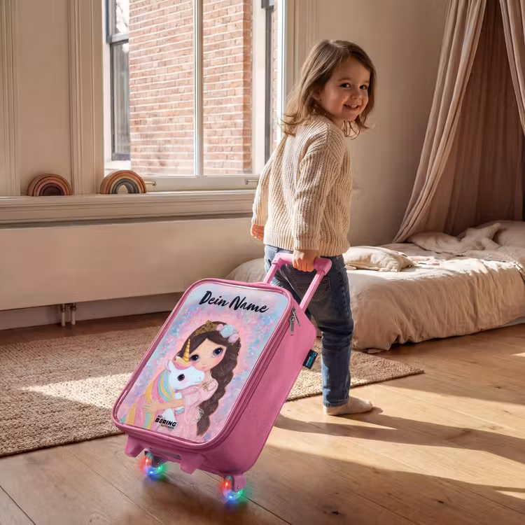 Kinderkoffer Rosa mit Name - Mädchen - Einhorn - Glitzer — 2