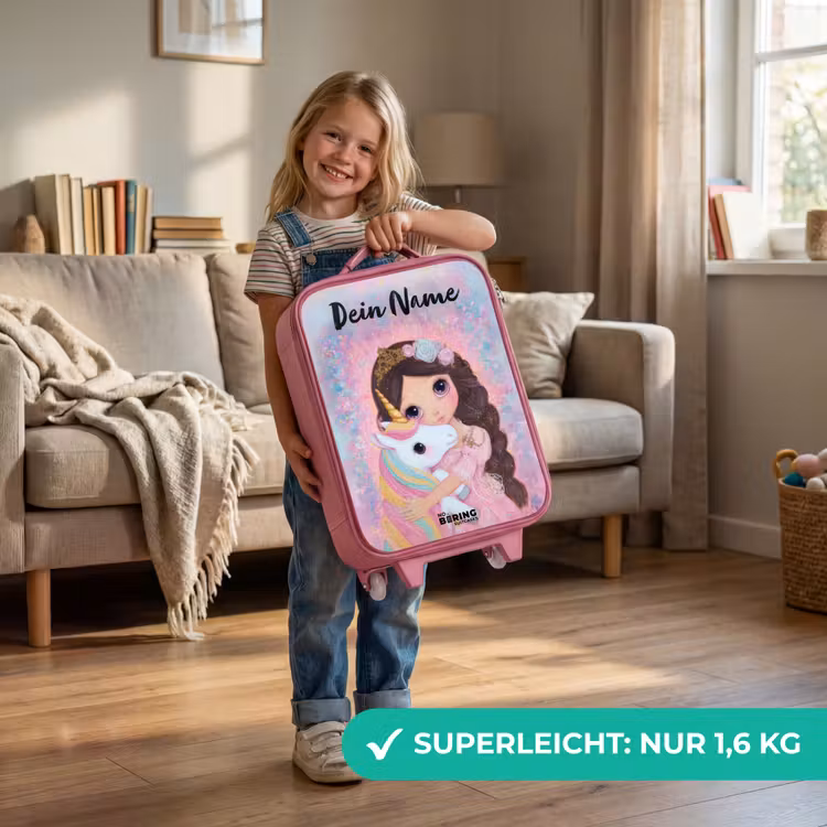 Kinderkoffer Rosa mit Name - Mädchen - Einhorn - Glitzer — 3