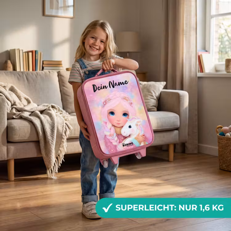 Kinderkoffer Rosa mit Name - Mädchen - Einhorn - Rosa — 3