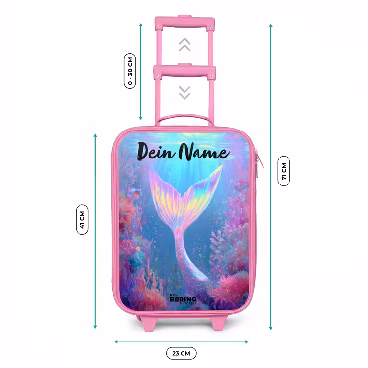 Kinderkoffer Rosa mit Name - Meerjungfrau - Koralle - Wasser — 7