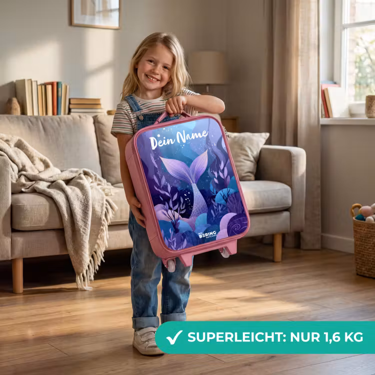 Kinderkoffer Rosa mit Name - Meerjungfrau - Unterwasser - Lila - Blau — 3