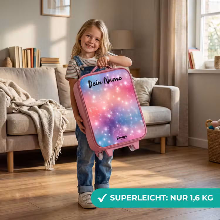 Kinderkoffer Rosa mit Name - Sterne - Abstrakt - Farben — 3