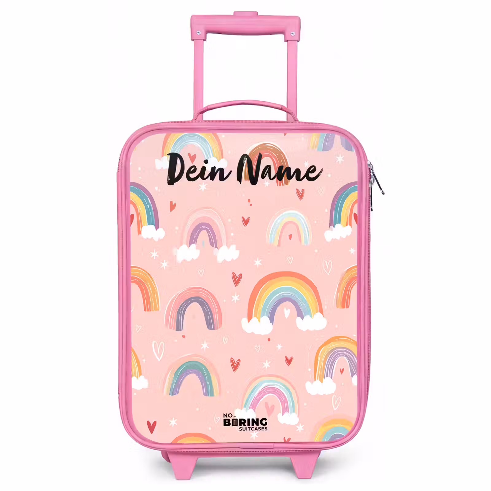 Kinderkoffer Rosa mit Name - Regenbogen - Muster - Pastell — 1