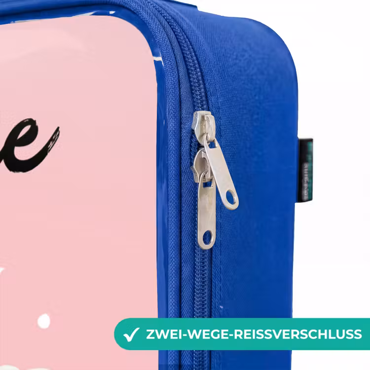Kinderkoffer Blau mit Name - Einhorn - Flügel - Rosa - Regenbogen — 5