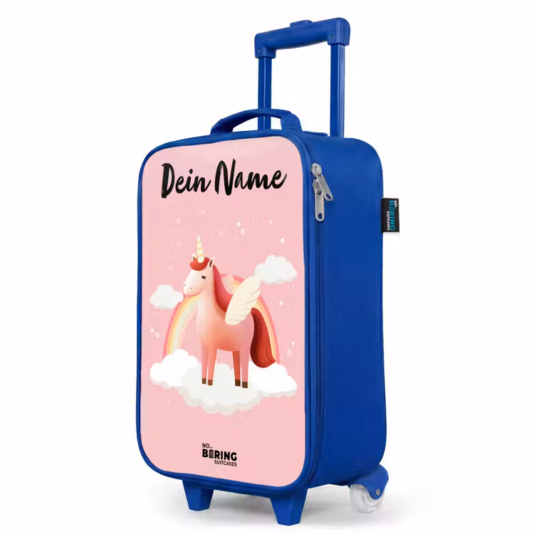Kinderkoffer Blau mit Name - Einhorn - Flügel - Rosa - Regenbogen — 8