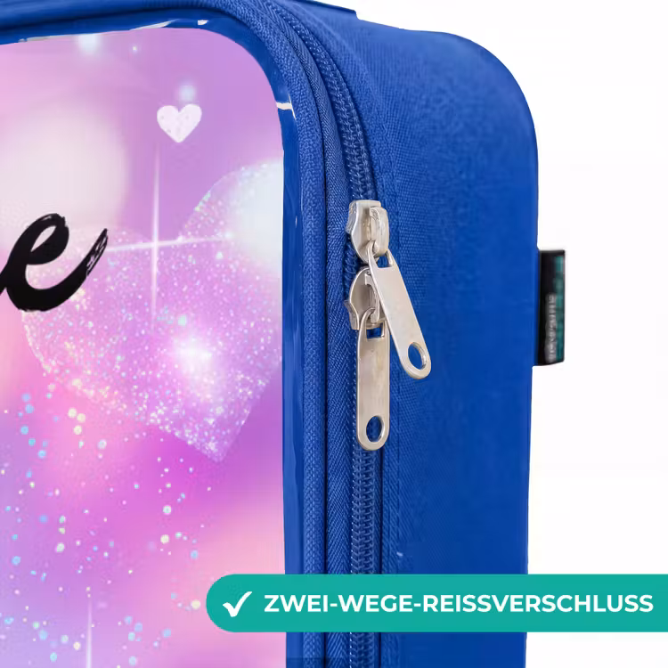 Kinderkoffer Blau mit Name - Licht - Regenbogen - Herzen — 5