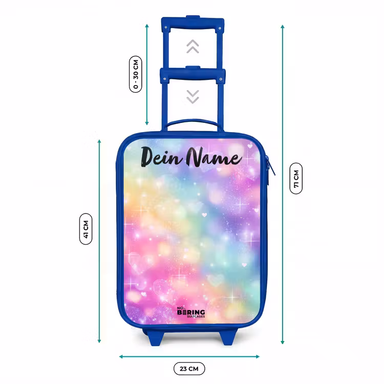 Kinderkoffer Blau mit Name - Licht - Regenbogen - Herzen — 7