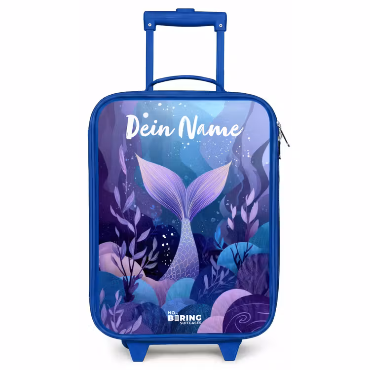 Kinderkoffer Blau mit Name - Meerjungfrau - Unterwasser - Lila - Blau — 1