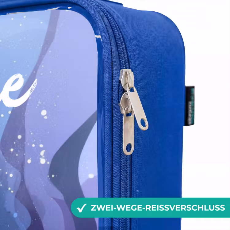 Kinderkoffer Blau mit Name - Meerjungfrau - Unterwasser - Lila - Blau — 5