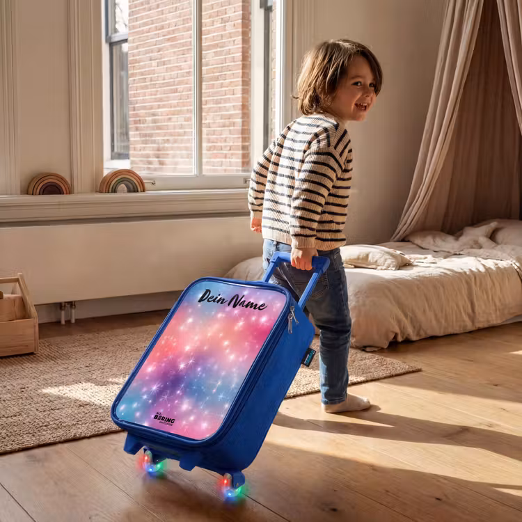 Kinderkoffer Blau mit Name - Sterne - Abstrakt - Farben — 2