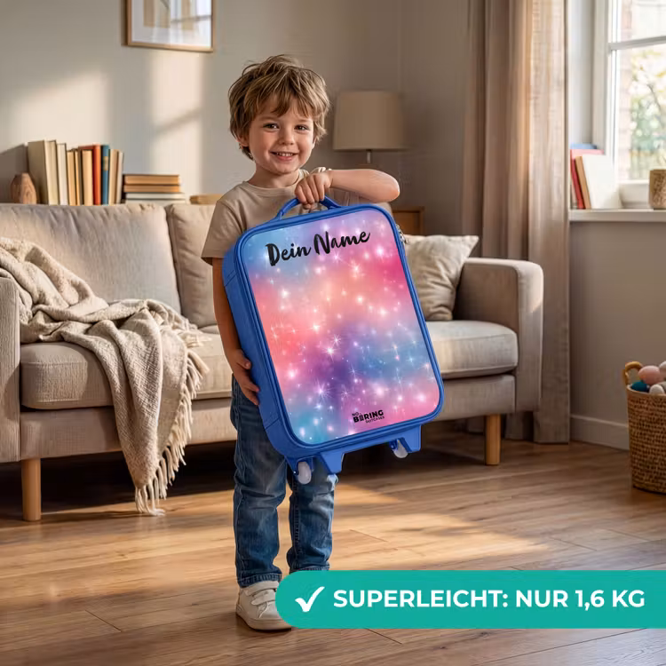 Kinderkoffer Blau mit Name - Sterne - Abstrakt - Farben — 3
