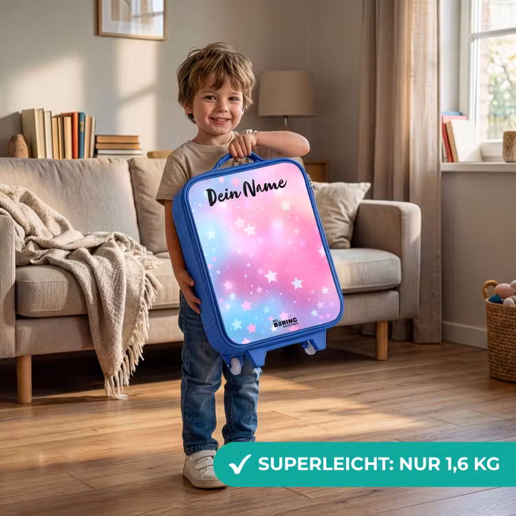 Kinderkoffer Blau mit Name - Sterne - Rosa - Blau — 3