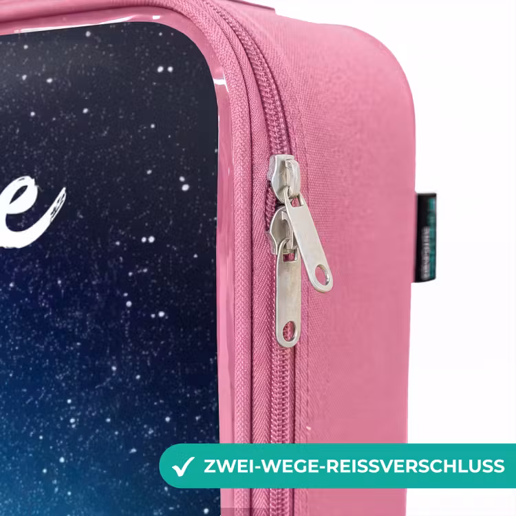 Kinderkoffer Rosa mit Name - Einhorn - Sterne - Blau — 5
