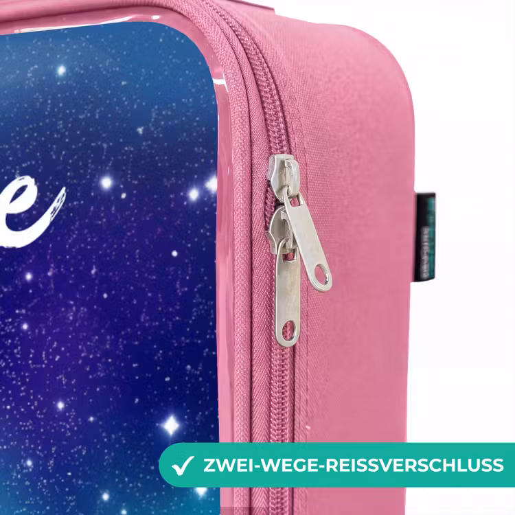 Kinderkoffer Rosa mit Name - Einhorn - Sternenhimmel - Blau — 5