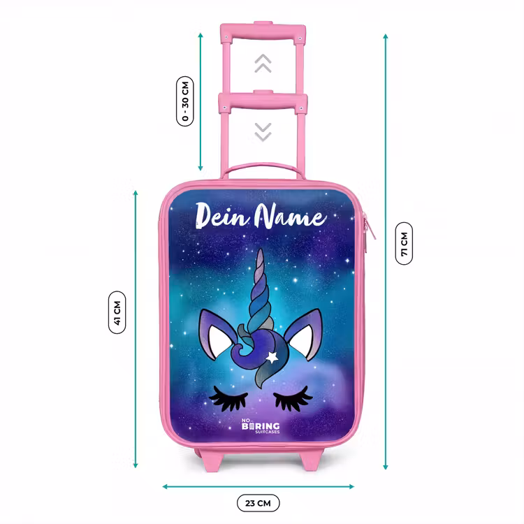 Kinderkoffer Rosa mit Name - Einhorn - Sternenhimmel - Blau — 7