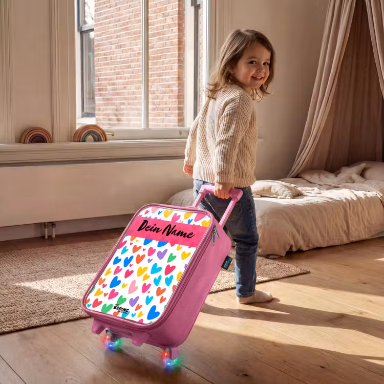 Kinderkoffer Rosa mit Name - Herzen - Bunt - Muster — 2