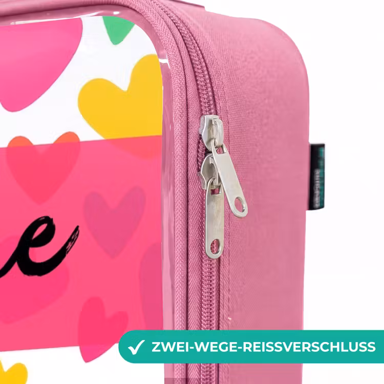 Kinderkoffer Rosa mit Name - Herzen - Bunt - Muster — 5