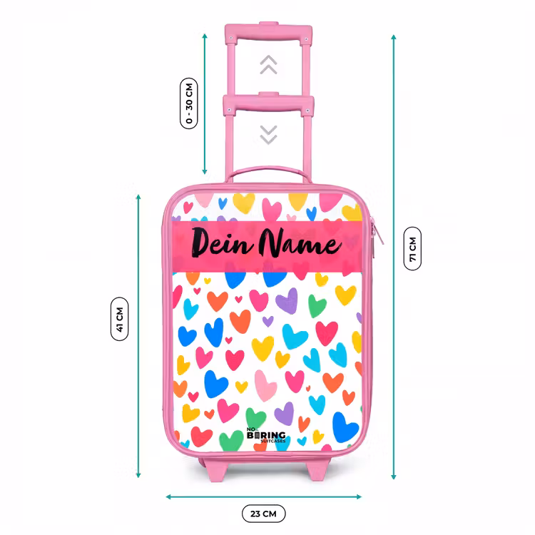 Kinderkoffer Rosa mit Name - Herzen - Bunt - Muster — 7