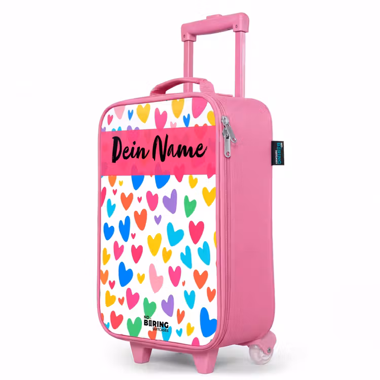 Kinderkoffer Rosa mit Name - Herzen - Bunt - Muster — 8