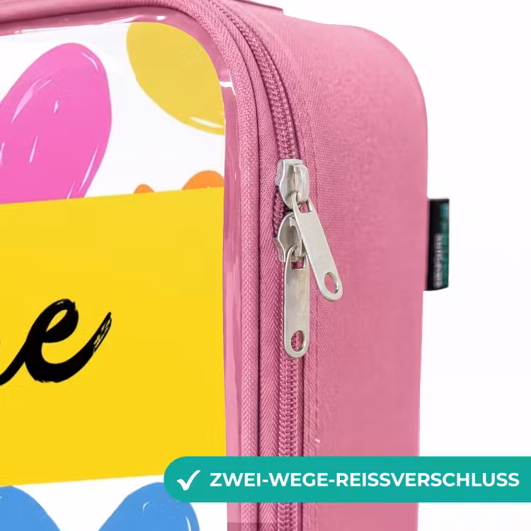 Kinderkoffer Rosa mit Name - Herzen - Muster - Farbenfroh — 5