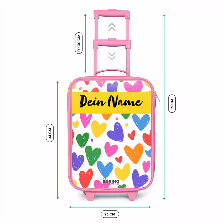 Kinderkoffer Rosa mit Name - Herzen - Muster - Farbenfroh — 7