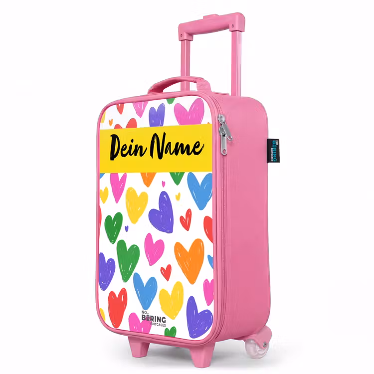 Kinderkoffer Rosa mit Name - Herzen - Muster - Farbenfroh — 8