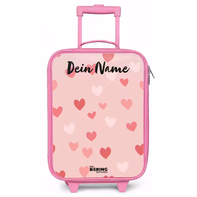 Kinderkoffer Rosa mit Name - Herzen - Muster - Rosa — 1