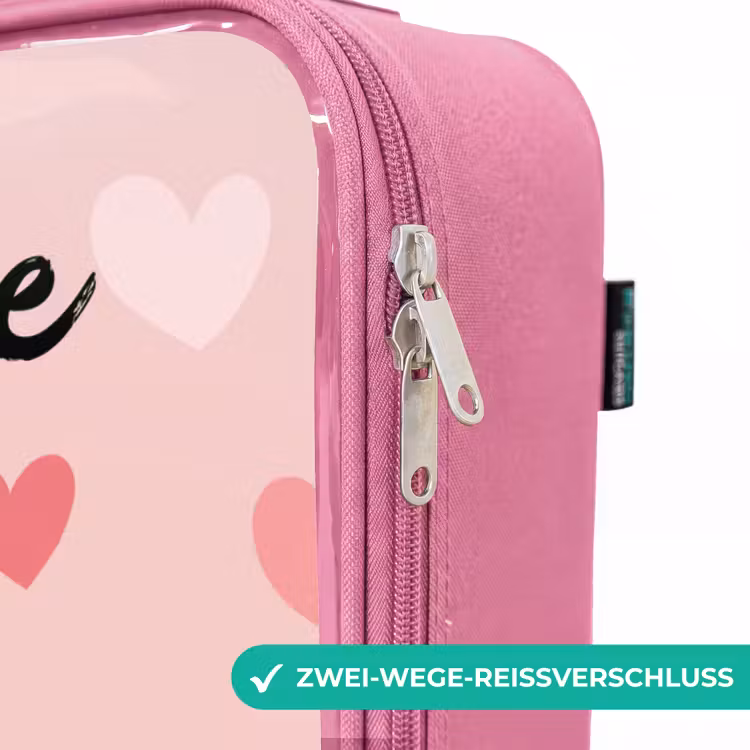 Kinderkoffer Rosa mit Name - Herzen - Muster - Rosa — 5