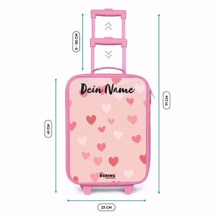 Kinderkoffer Rosa mit Name - Herzen - Muster - Rosa — 7