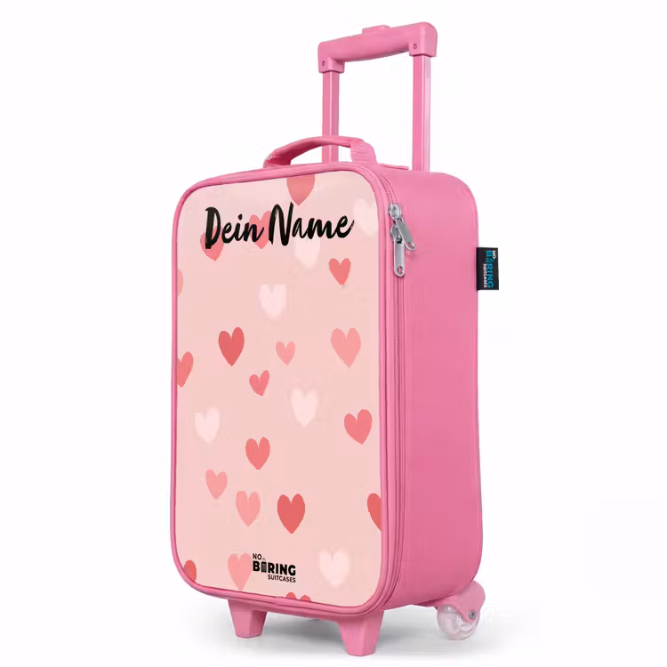 Kinderkoffer Rosa mit Name - Herzen - Muster - Rosa — 8