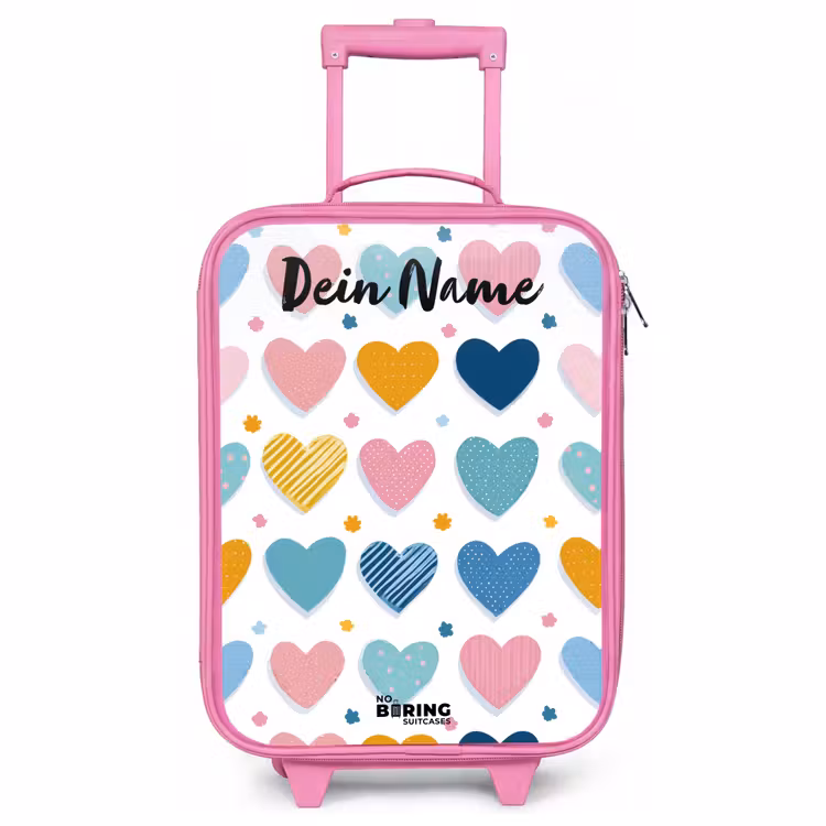 Kinderkoffer Rosa mit Name - Herzen - Pastell - Muster — 1