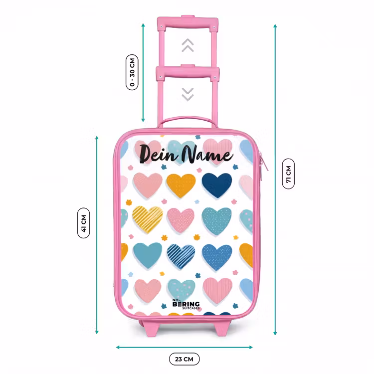 Kinderkoffer Rosa mit Name - Herzen - Pastell - Muster — 7