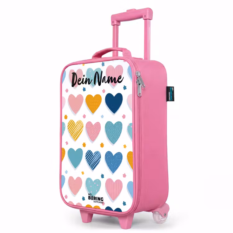 Kinderkoffer Rosa mit Name - Herzen - Pastell - Muster — 8