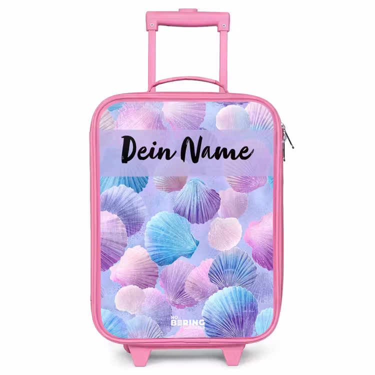 Kinderkoffer Rosa mit Name - Muscheln - Lila - Blau - Muster — 1
