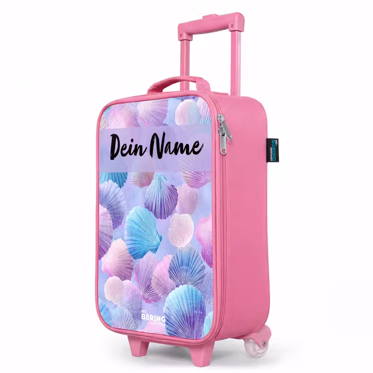 Kinderkoffer Rosa mit Name - Muscheln - Lila - Blau - Muster — 8