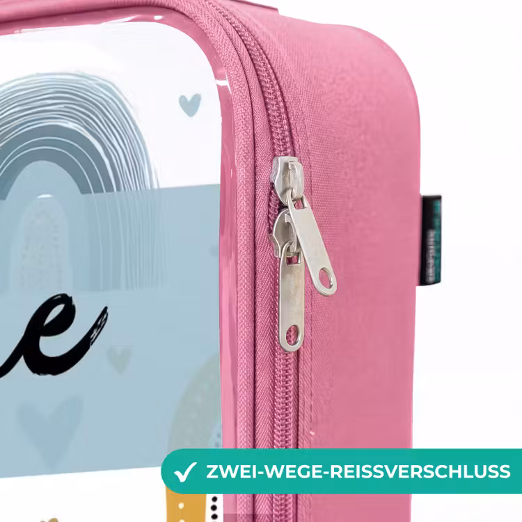 Kinderkoffer Rosa mit Name - Muster - Regenbogen - Herzen — 5