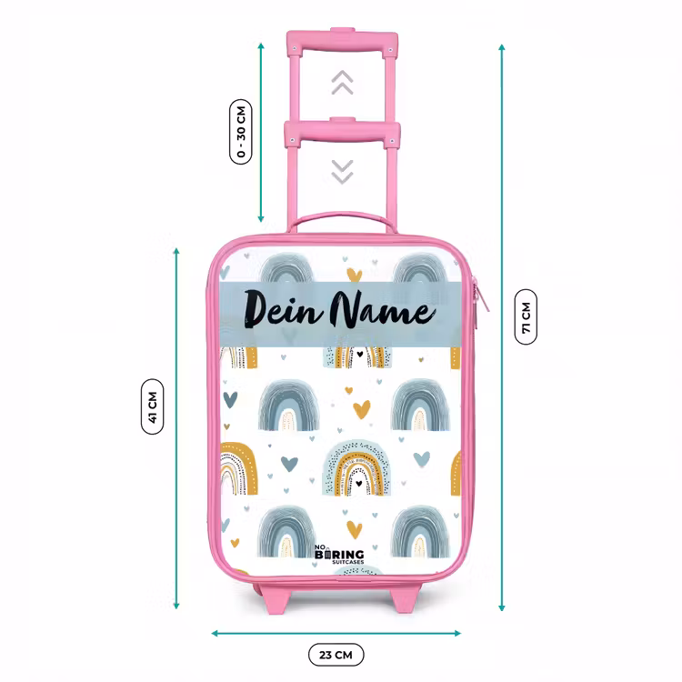 Kinderkoffer Rosa mit Name - Muster - Regenbogen - Herzen — 7