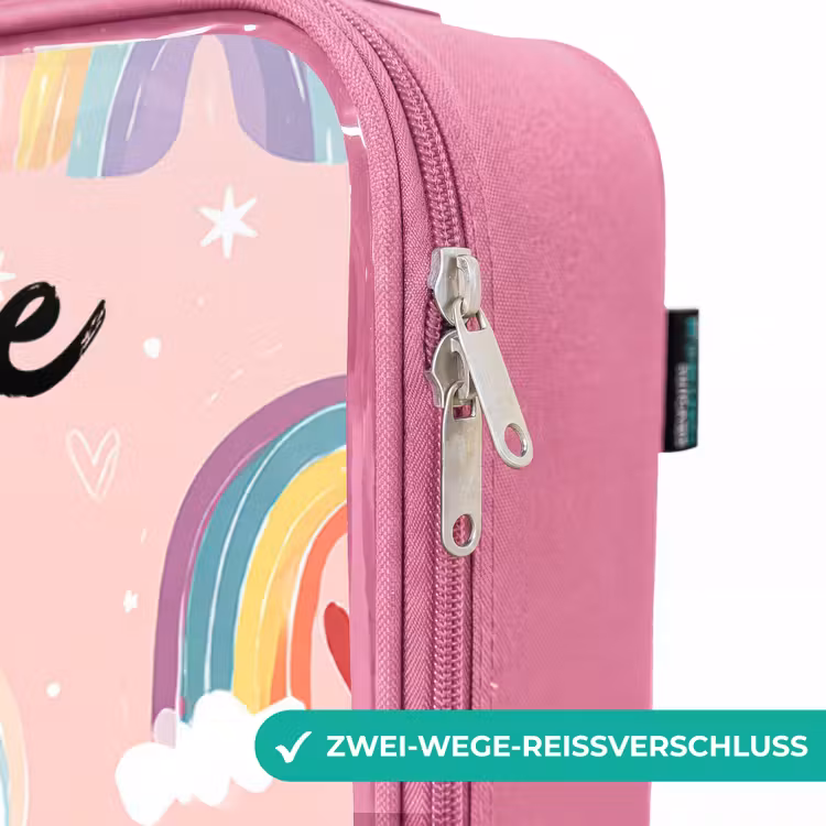 Kinderkoffer Rosa mit Name - Regenbogen - Muster - Pastell — 5