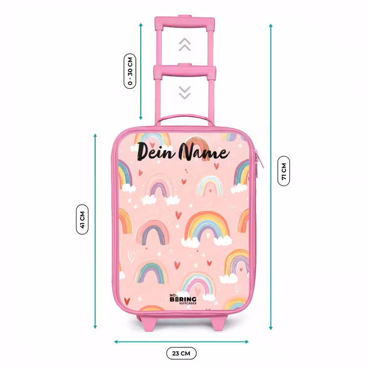 Kinderkoffer Rosa mit Name - Regenbogen - Muster - Pastell — 7