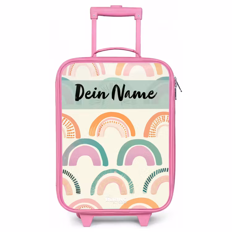 Kinderkoffer Rosa mit Name - Regenbogen - Pastell - Muster — 1