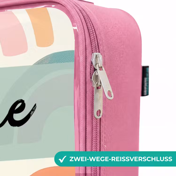 Kinderkoffer Rosa mit Name - Regenbogen - Pastell - Muster — 5