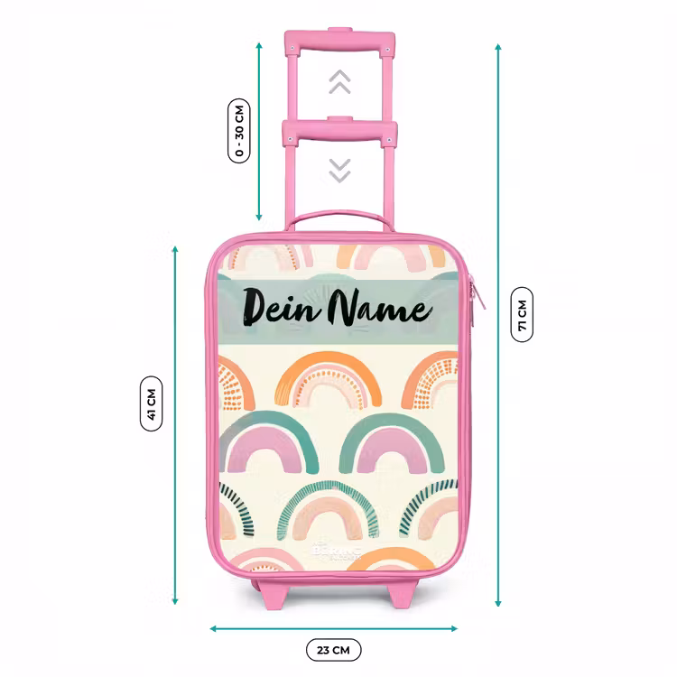 Kinderkoffer Rosa mit Name - Regenbogen - Pastell - Muster — 7