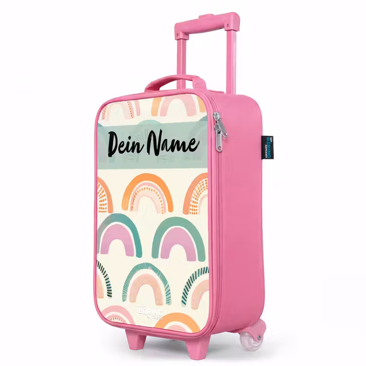 Kinderkoffer Rosa mit Name - Regenbogen - Pastell - Muster — 8