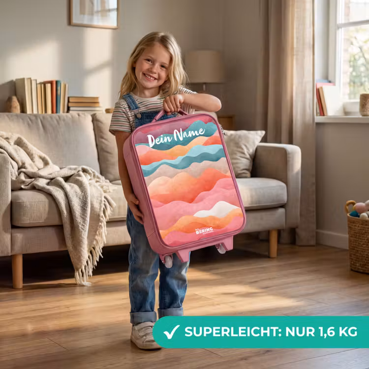 Kinderkoffer Rosa mit Name - Wellen - Bunt - Abstrakt — 3