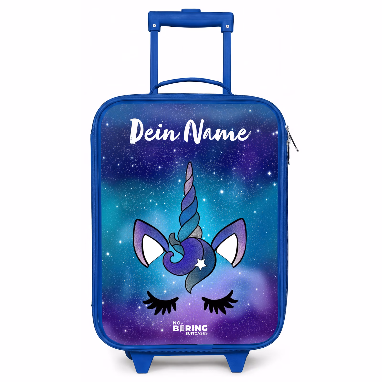 Kinderkoffer Blau mit Name - Einhorn - Sternenhimmel - Blau — 1