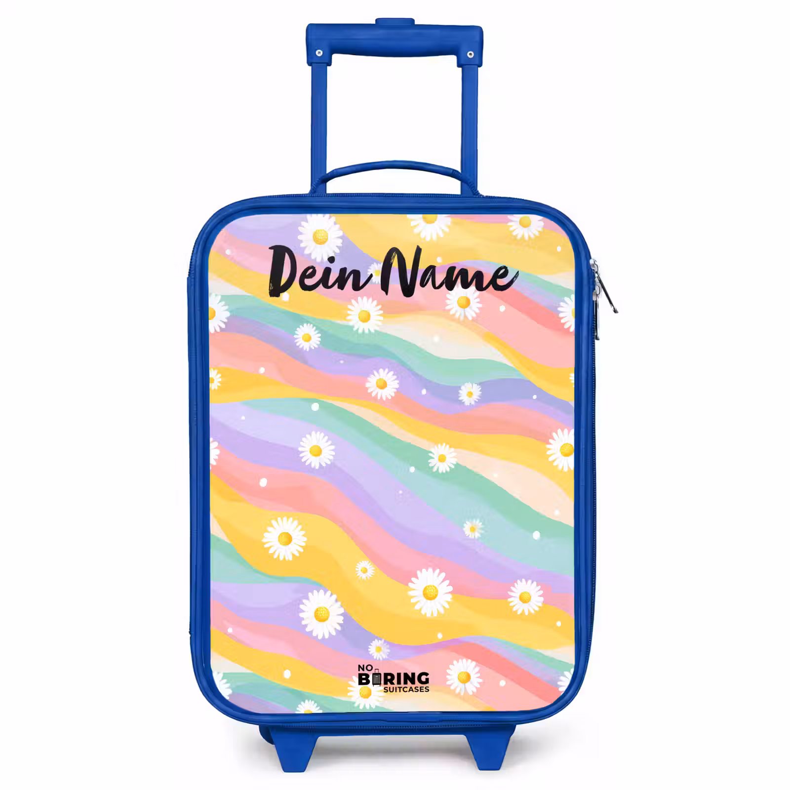 Kinderkoffer Blau mit Name - Gänseblümchen - Bunt - Pastell — 1
