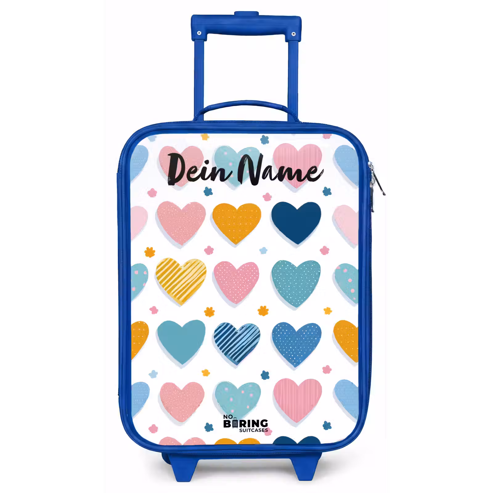 Kinderkoffer Blau mit Name - Herzen - Pastell - Muster — 1