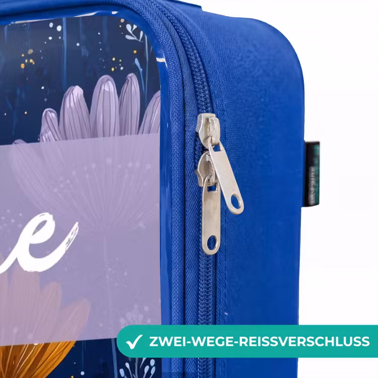 Kinderkoffer Blau mit Name - Blumen - Muster - Blau — 5