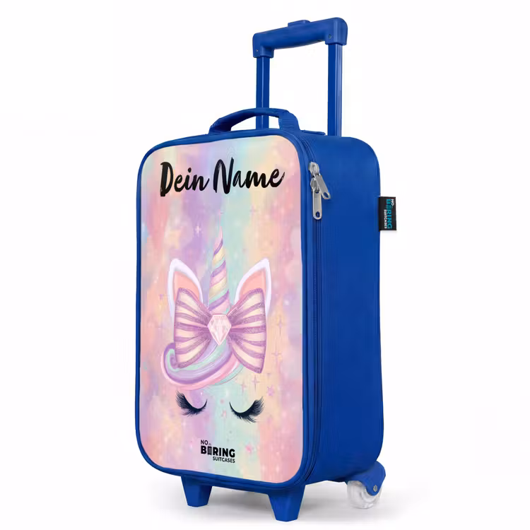 Kinderkoffer Blau mit Name - Einhorn - Glitzer - Regenbogen - Pastell — 8