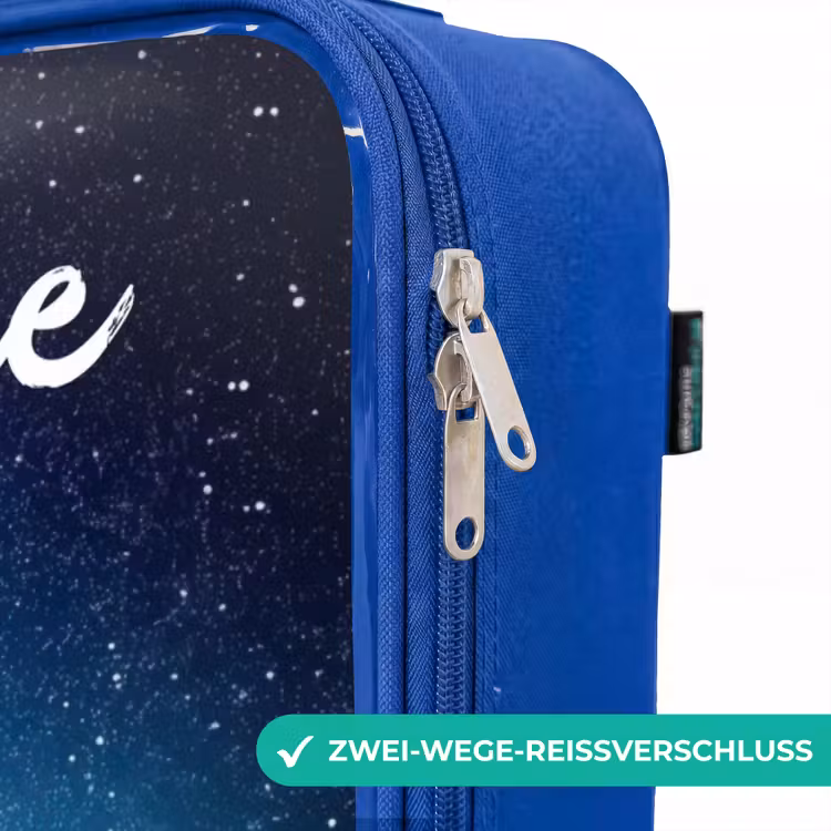 Kinderkoffer Blau mit Name - Einhorn - Sterne - Blau — 5